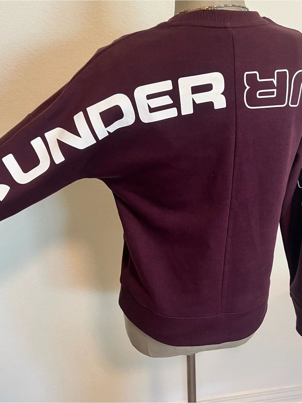 Under Armour Burgundy Crewneck Pullover with White Logo